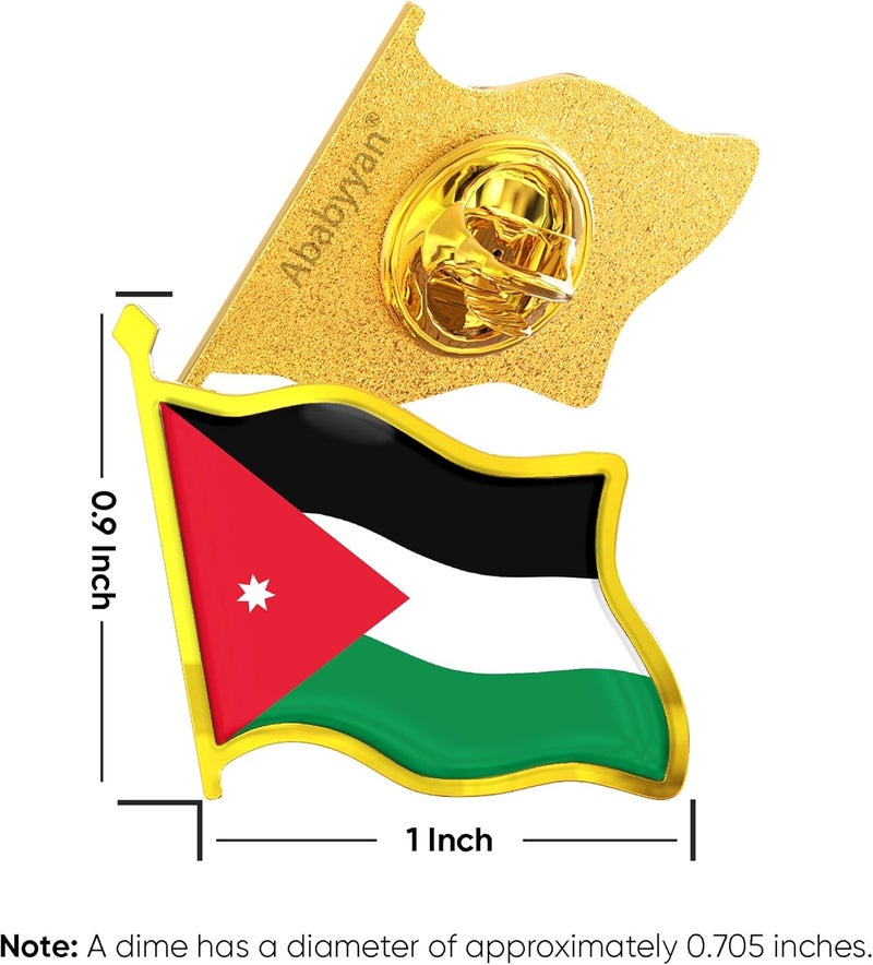 Ababyyan Jordanian Flag Lapel Pin - Enamel Metal National Badge | World Travel Souvenir Gifts for Men & Women | Country Flag Patriotic Brooch Bulk Pack of Pins for Hat, Tie, Clothes, Backpack (1pc) - Image 2